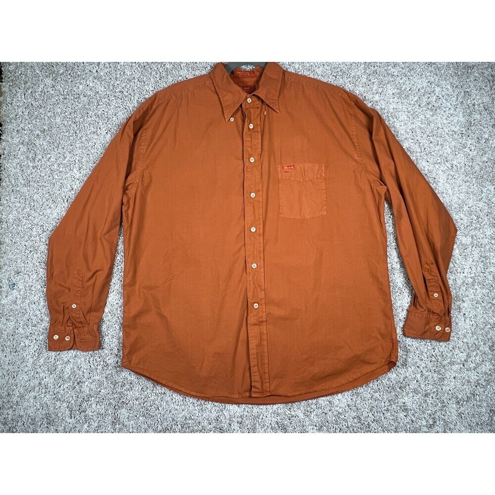 Façonnable Mens Shirt XL Rust Orange 100% Cotton French Designer